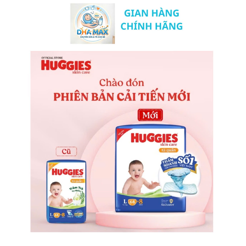 Bỉm Huggies Tràm Trà Chính Hãng, Huggies tràm trà siêu nhiều miếng đủ size M/L/XL/XL/XXL