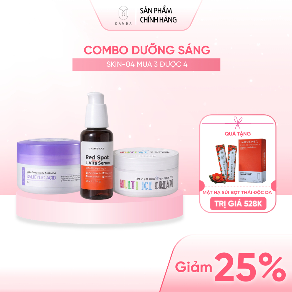 COMBO DƯỠNG SÁNG THƯƠNG HIỆU ALIVE:LAB (MUA 3 ĐƯỢC 4) - SKIN-04 | DAMDAVN