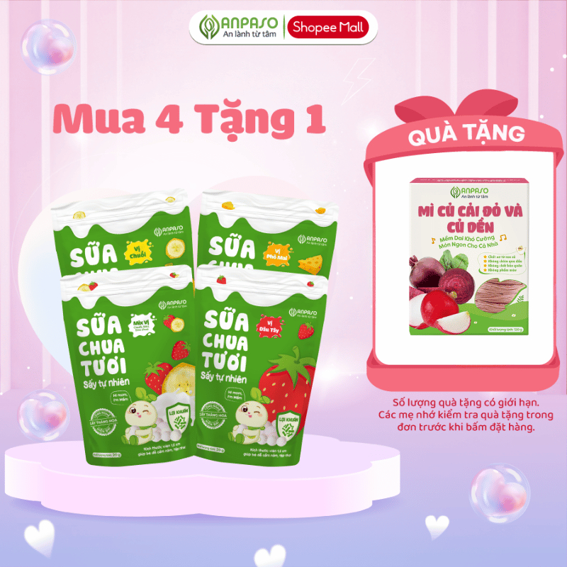 [MUA 4 TẶNG QUÀ ] Sữa Chua Sấy Anpaso – Sữa Chua Khô Chứa Lợi Khuẩn Tự Nhiên Cho Bé Ăn Dặm