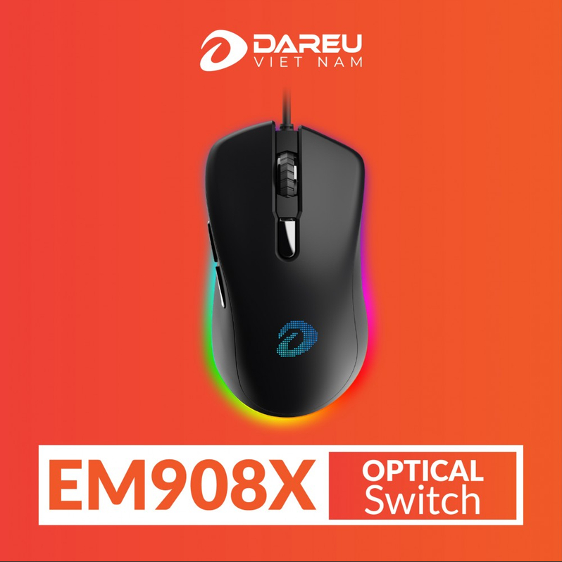 Chuột Gaming DareU  EM908X - OPTICAL sw (RGB, BRAVO sensor)