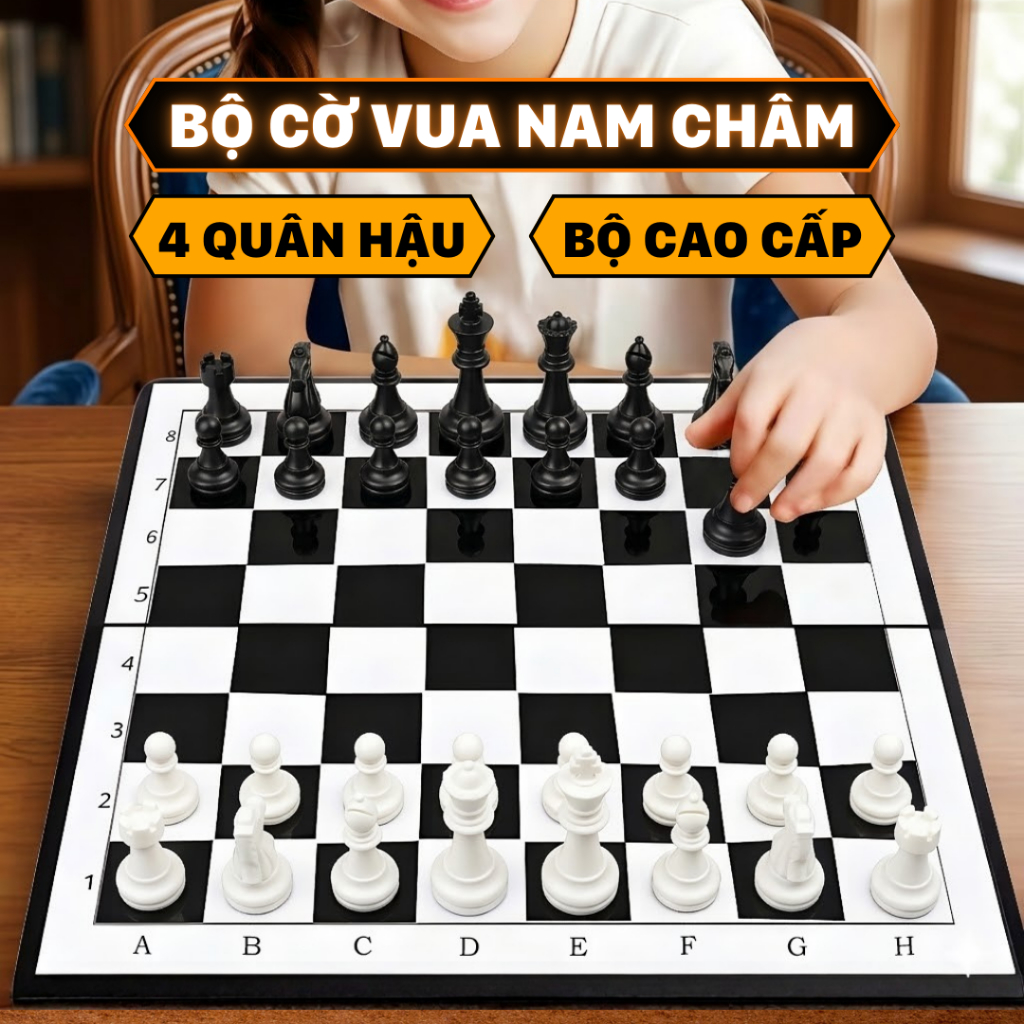 Bộ Cờ Vua Quốc Tế Có Nam Châm Kích Thước Lớn, Cờ Vua Cao Cấp Bàn Cờ Kiêm Hộp Đựng Cao Cấp 2 Trong 1