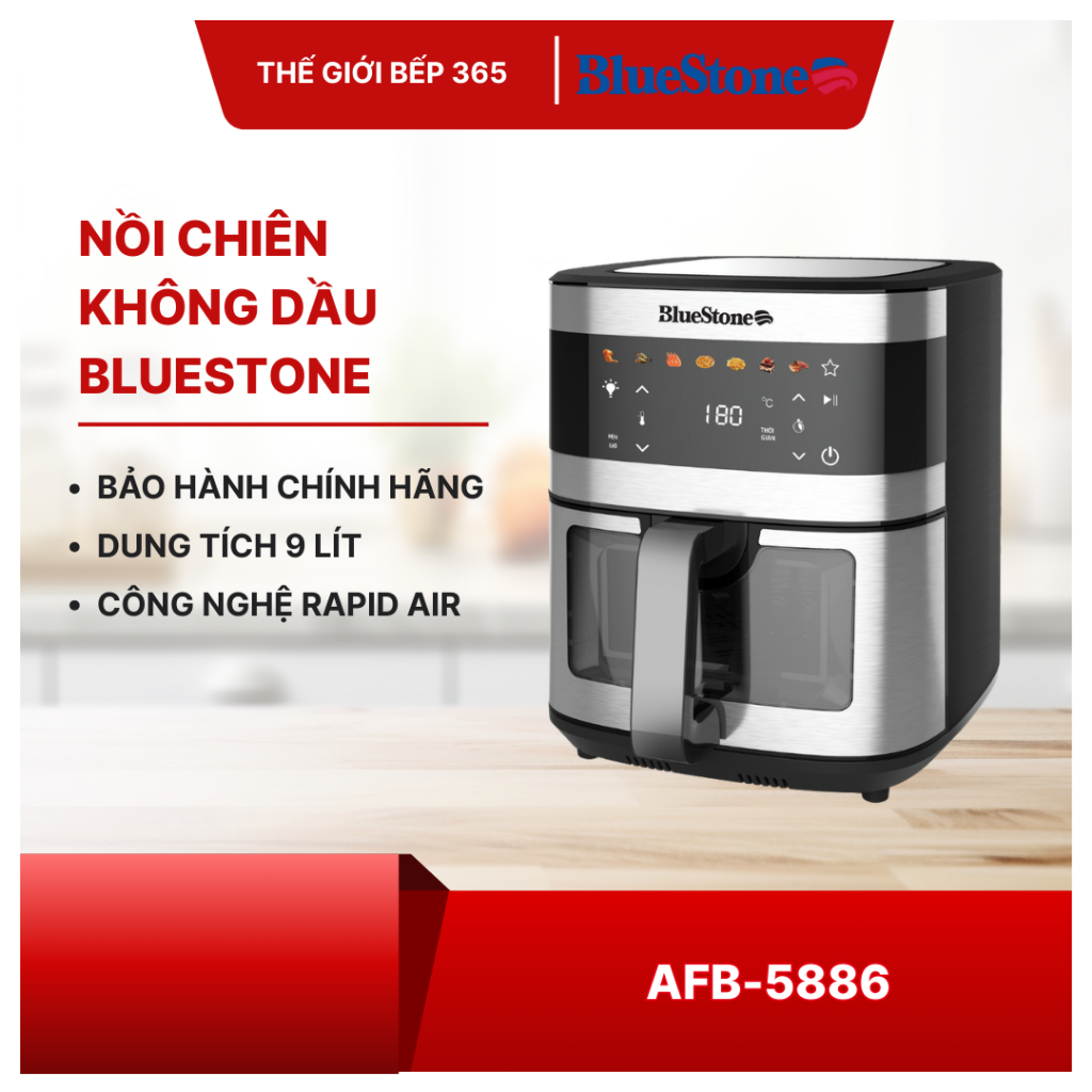 NỒI CHIÊN KHÔNG DẦU BLUESTONE AFB-5886 – Giòn Ngon, Không Lo Dầu Mỡ