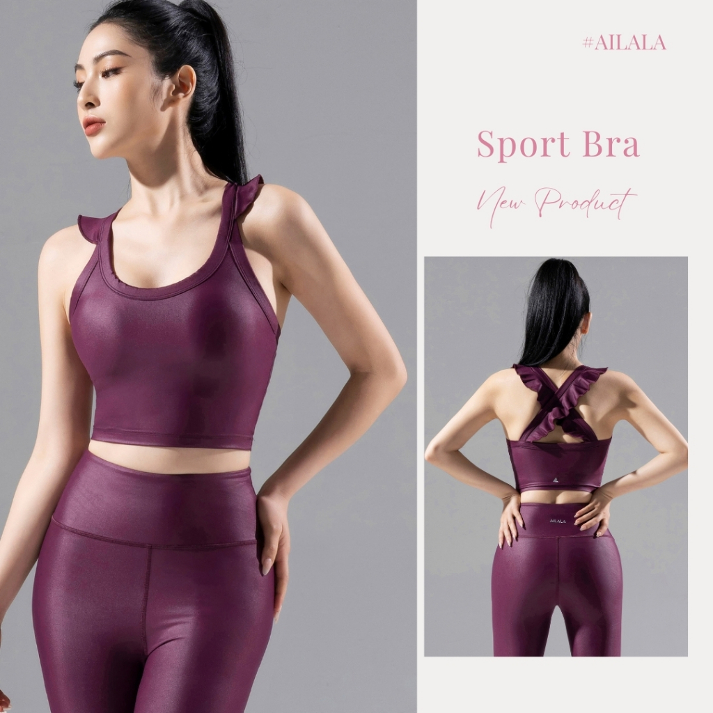 Áo Croptop Tập Yoga Gym AiLALA LUX56, Áo Croptop Sẵn Đệm Ngực, Chất Liệu Cao Cấp Thoáng Khí