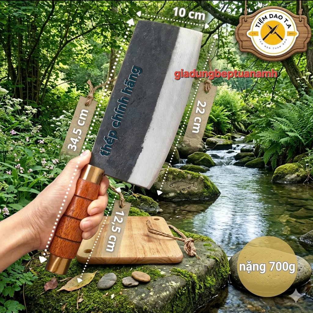 Dao nhà bếp DAO Phở Chặt tặng dao thái cao cấp xịn băm gà lợn nhíp làm bếp cao cấp hàng chuẩn xịn chất lượng Rèn Thủ Côg