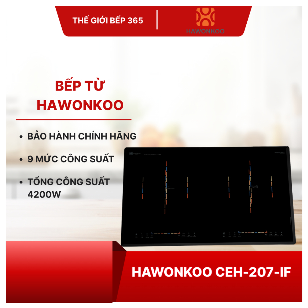 BẾP ĐIỆN ĐÔI HAWONKOO CEH-207-IF – Nấu siêu nhanh, Tặng Bộ nồi inox Junger JC_100 13 món