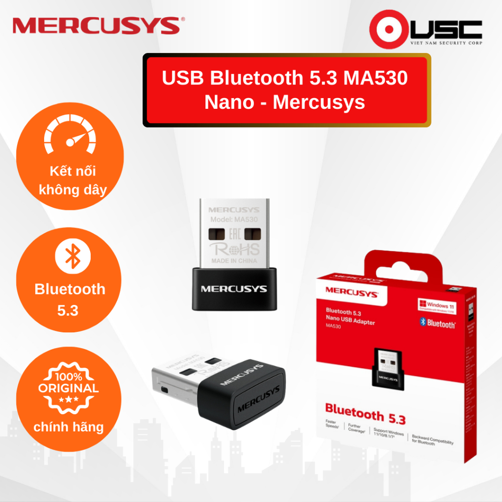 USB Bluetooth 5.3 MA530 Nano - Mercusys USB nhỏ gọn, kết nối ổn định