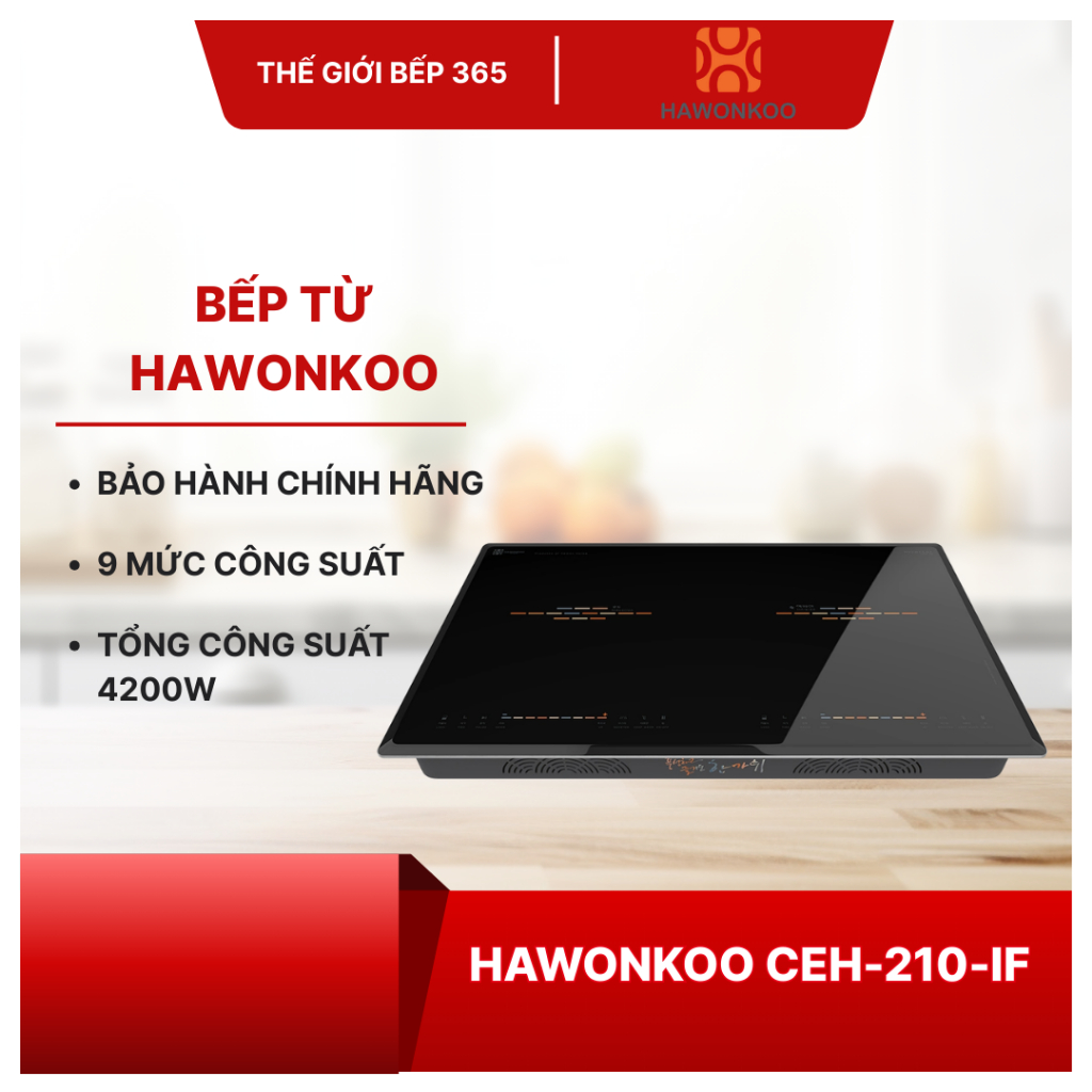 BẾP ĐIỆN ĐÔI HAWONKOO CEH-210-IF – Hàng chính hãng, Tặng Bộ nồi Junger 7 món CWJ-070