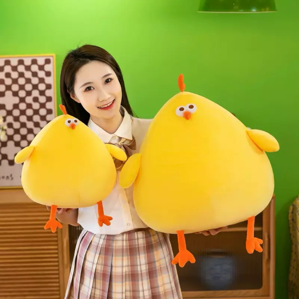 Gấu Bông Gà Vàng Dun Dun béo tròn, Gà dundun mắt lồi vài miniso siêu mềm mịn