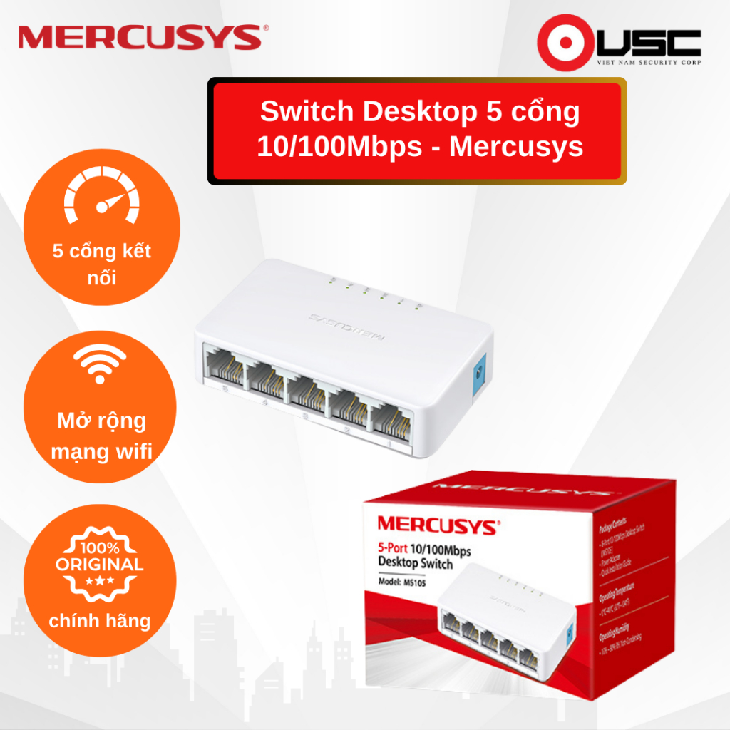 Switch MS105 - Desktop 5 cổng 10/100Mbps - Mercusys