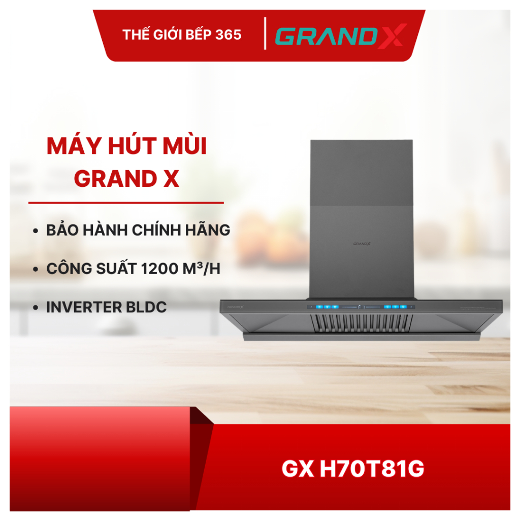 Máy Hút Mùi GrandX GX H70T81G – Sang Trọng, Dễ Vệ Sinh, Hoạt Động Êm