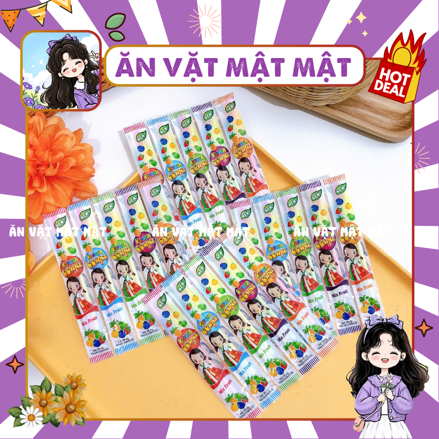 [10 CHIẾC] Kẹo Tăm Lạnh CC Stick Cô gái Vị Trái Cây Thái Lan (4g, 3 thanh), đồ ăn vặt tuổi thơ