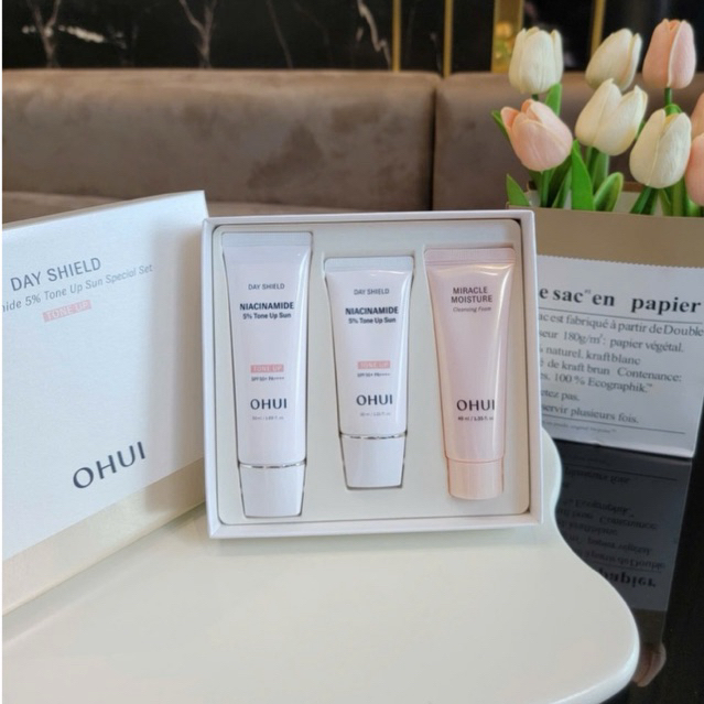 (Nội địa LG Hàn Quốc) - Set Kem chống nắng nâng tone Ohui Day Shield Niacinamide 5% Tone Up Sun SPF5