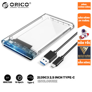 Hộp đựng ổ cứng hdd box 2.5 orico 2139c3-g2 usb3.1 gen2 type-c/2.5 tốc độ10 gbps - hàng chính hãng