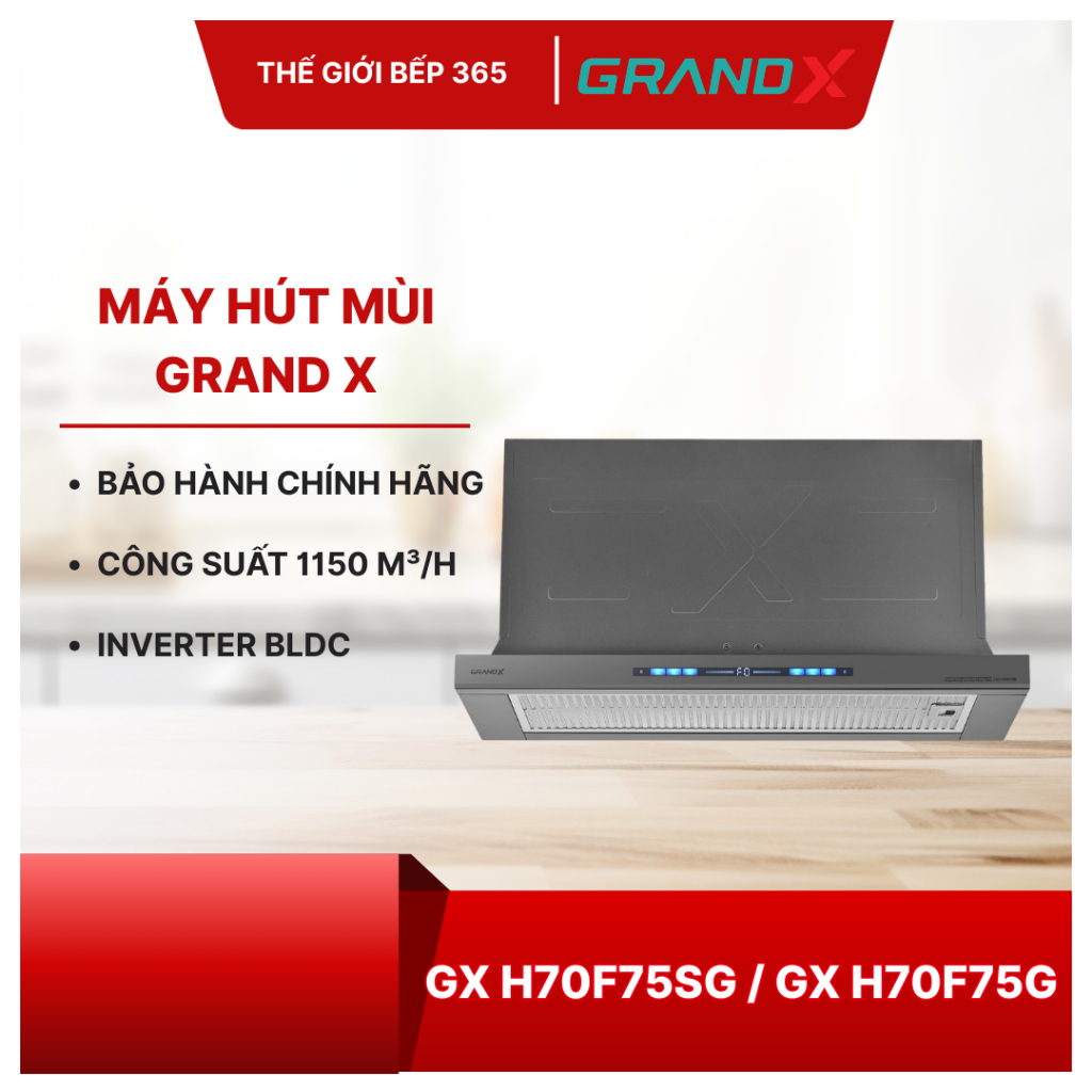 Máy hút mùi âm tủ GrandX GX H70F75G - Thiết Kế Sang Trọng, Vệ Sinh Dễ Dàng