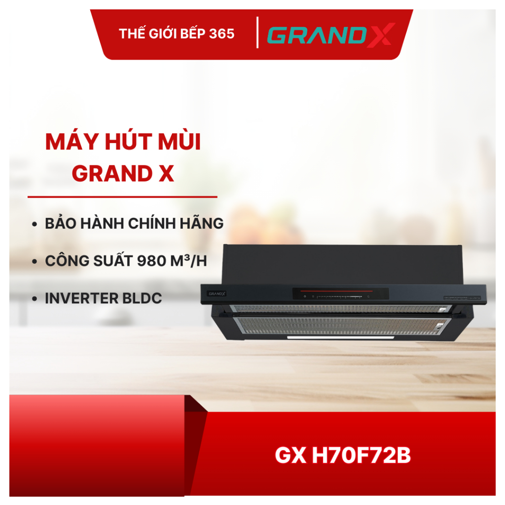 Máy hút mùi âm tủ GrandX GX H70F72B - Chống Ồn, Lọc Khói Hiệu Quả