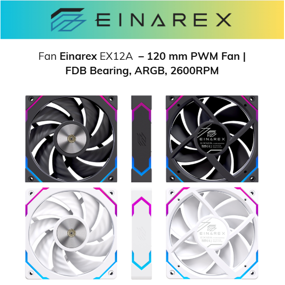 Fan cho tản nhiệt nước AIO EINAREX EX12A 120mm/ PWM/ tốc độ 600–2600 RPM