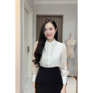 Áo tơ cổ sen 2 lớp