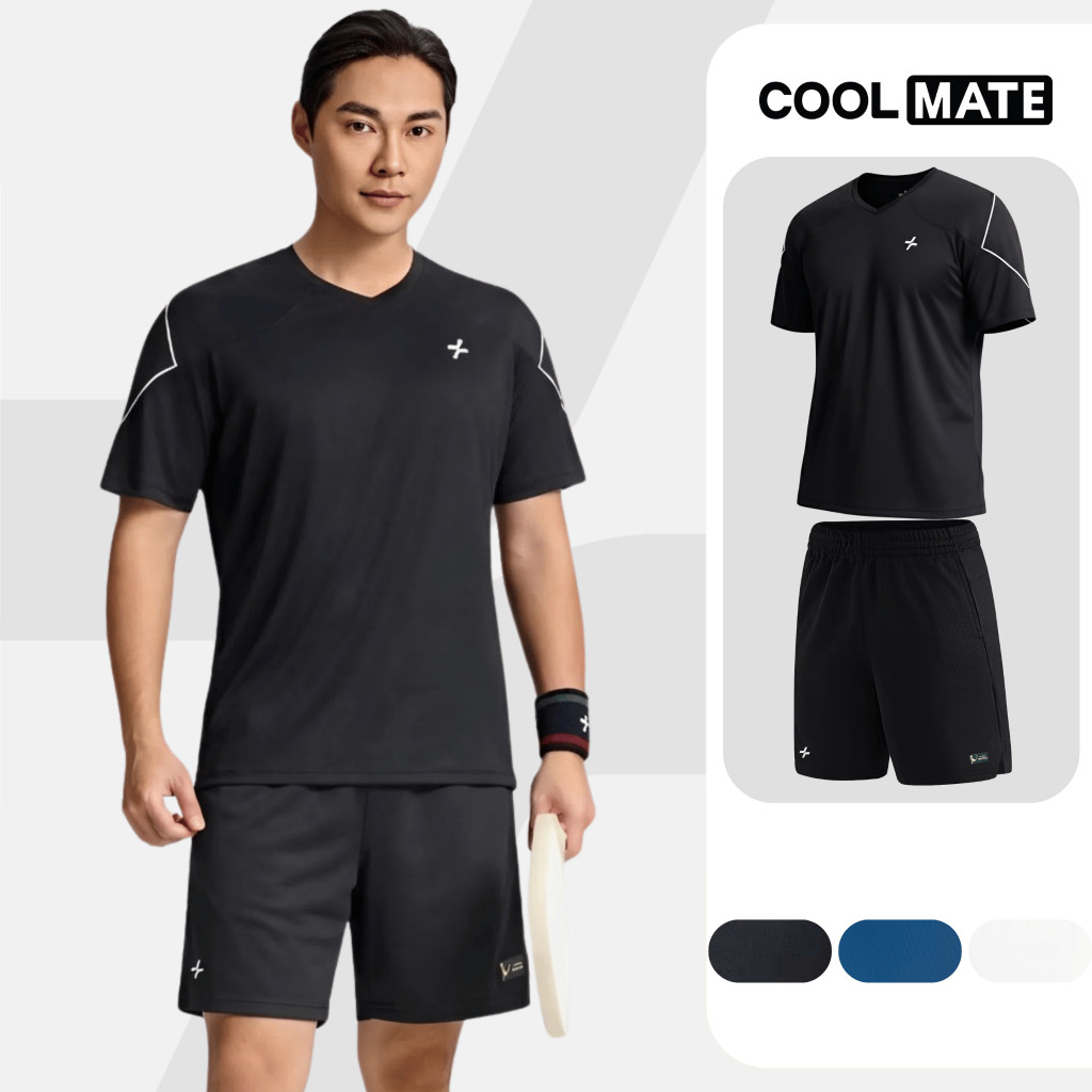 [TẶNG COMBO 2 ĐÔI TẤT]Set thể thao nam Pickleball Áo Dinkshot thun cổ V + Quần short Exdry thoáng khí Coolmate