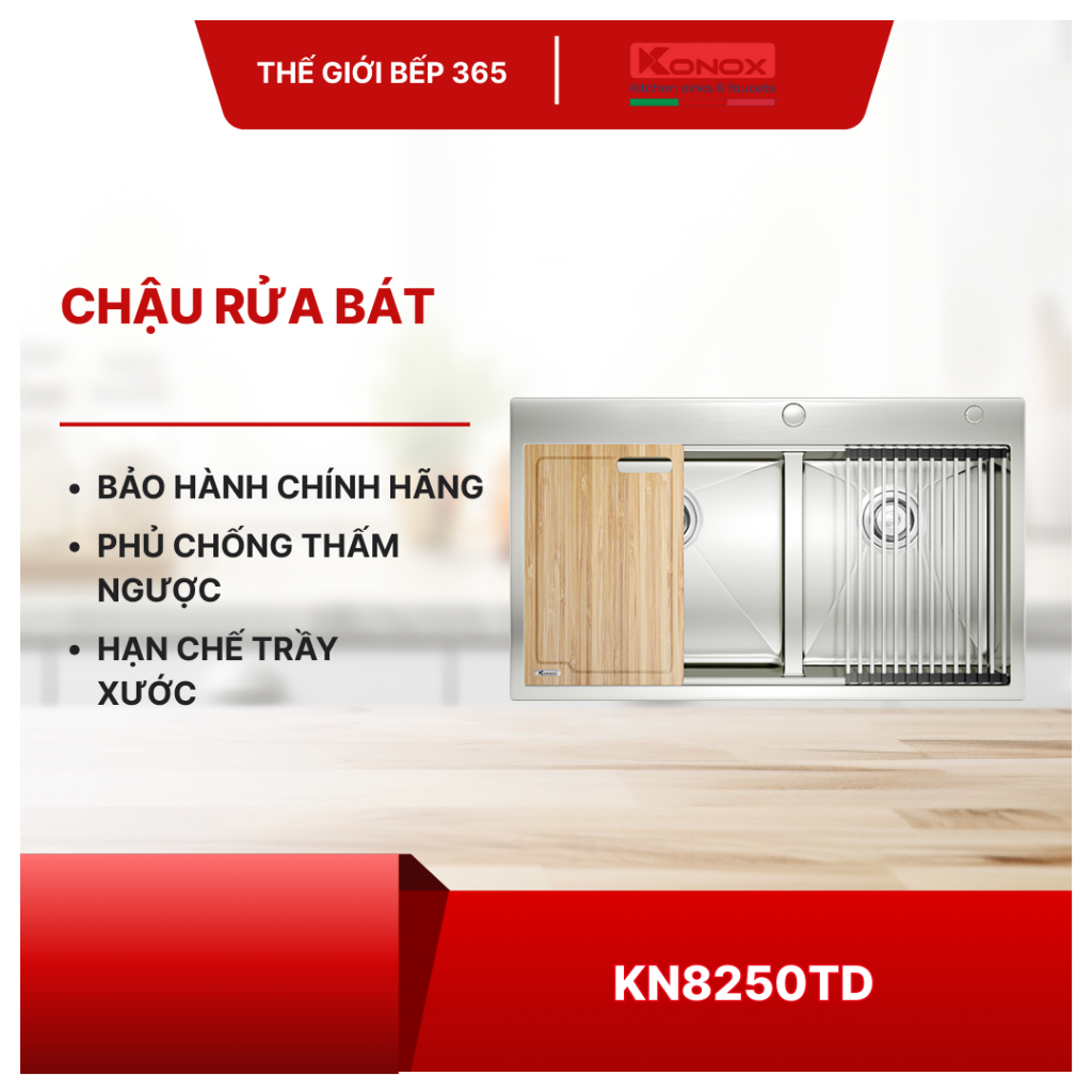 Chậu Rửa Bát Konox Workstation – Topmount Sink KN8250TD Dày Dặn, Chống Xước, Bền Đẹp