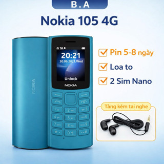 Điện thoại Nokia 105 4G 2 SIM Pin Trâu Loa To Sóng Khỏe Cho Người Già Máy Phụ