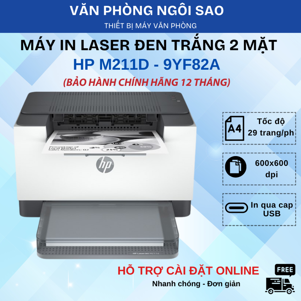 Máy In 2 mặt HP LaserJet M211D/ M211DW – In Laser Trắng Đen Đảo Mặt Tự Động/ In WiFi - Mới 100%