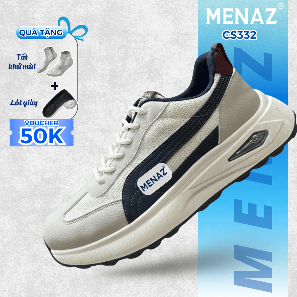 Giày Thể Thao MENAZ CS332 Đế Đúc Cao Su Nguyên Khối Bền Bỉ Êm Chắc Chơi Thể Thao Tập Gym Đánh Pick