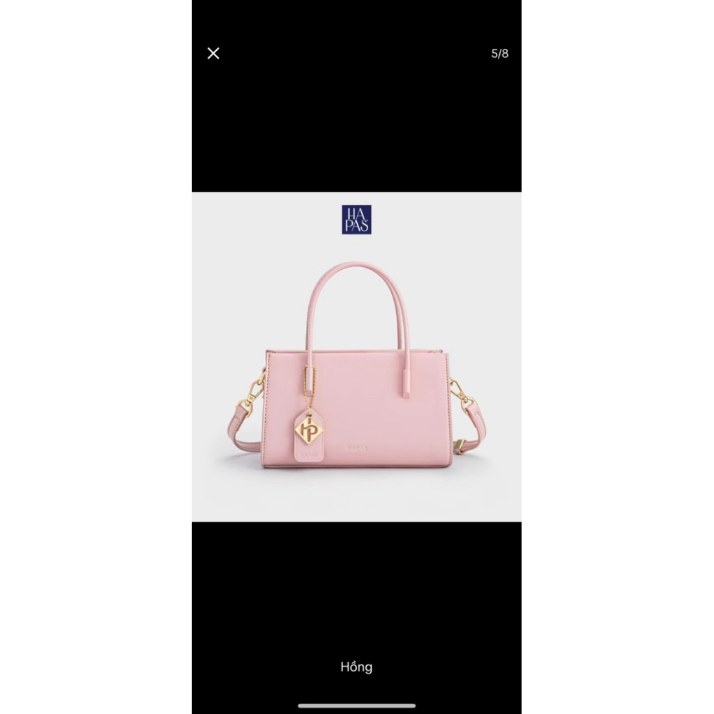 pass túi Hapas màu hồng chính hãng phủ màu tag vuông sang trọng size 21