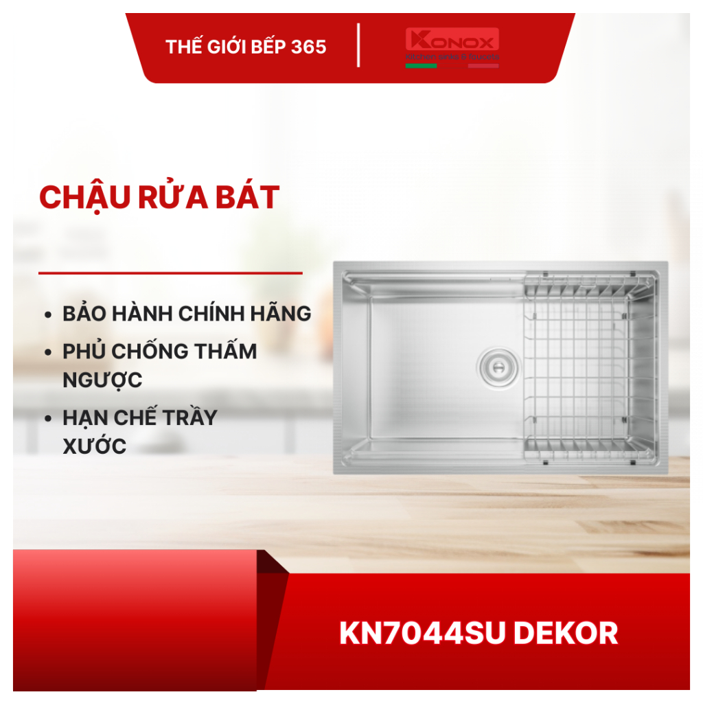Chậu Rửa Chén Konox KN7044SU Dekor – Kiểu Dáng Vuông Góc, Thiết Kế Hiện Đại