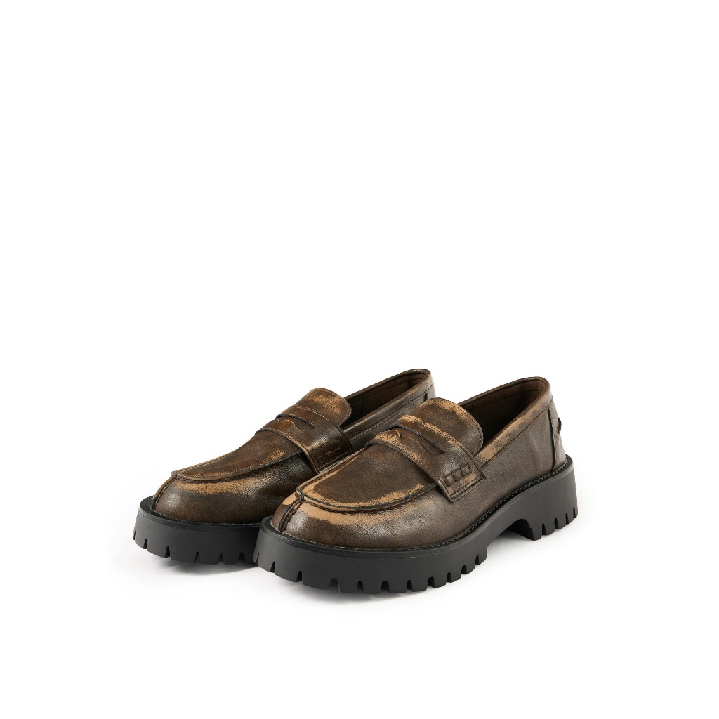 [DEZUS]  Giày Loafer Da Nữ Màu Nâu Loang Street Style - Samery Jessa - C7SW251101