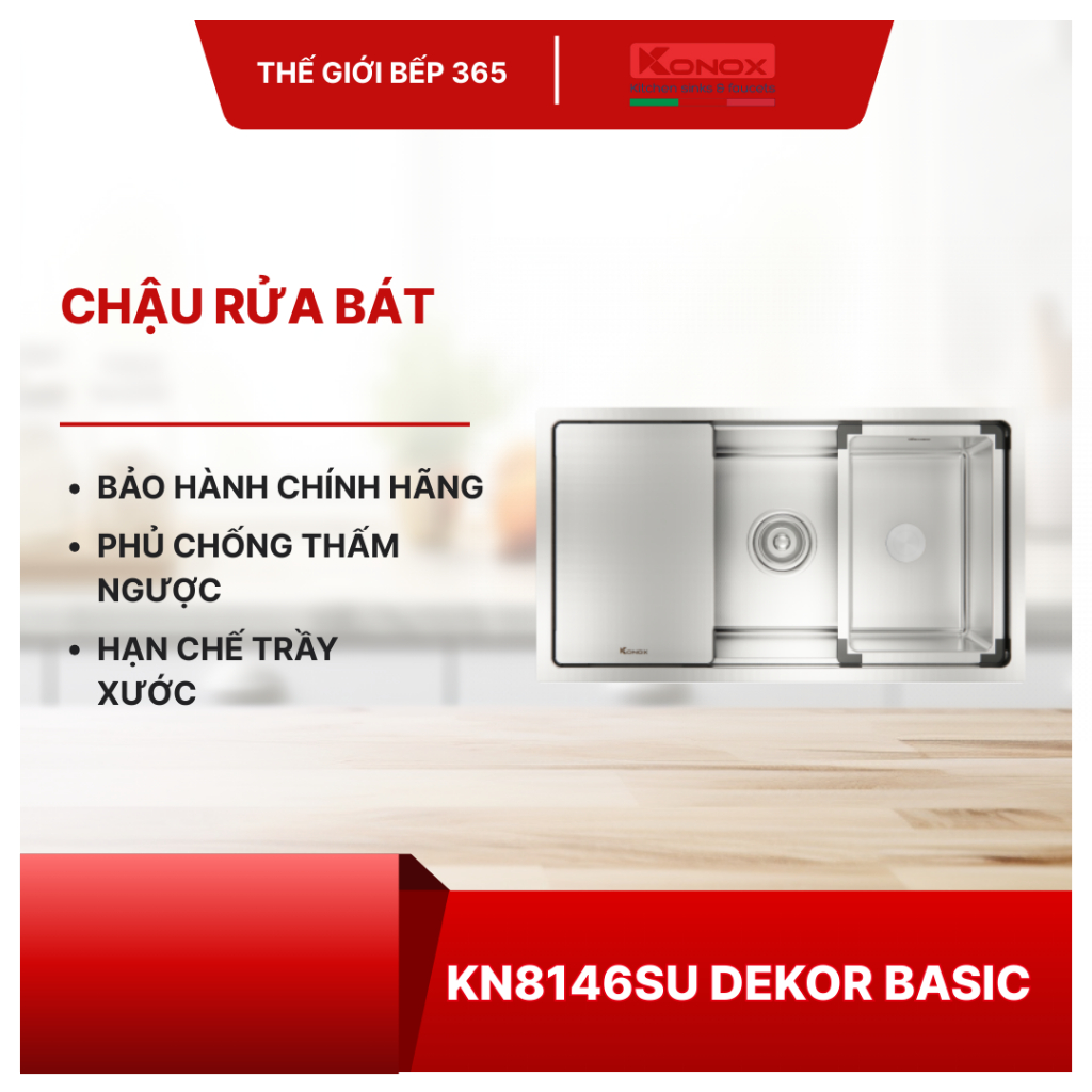 Chậu Rửa Chén Konox Dekor KN8146SU – Chống Ăn Mòn, Bền Màu, Chính Hãng