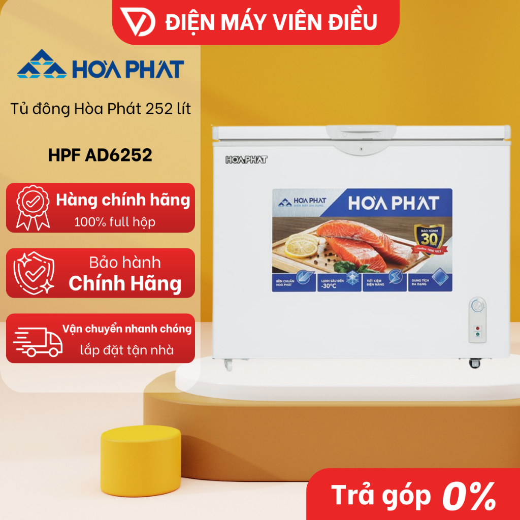 HPF AD6252 - Tủ Đông Hòa Phát 252 Lít HPF AD6252 1 Ngăn Đông Làm Lạnh Nhanh Tiết Kiệm Điện