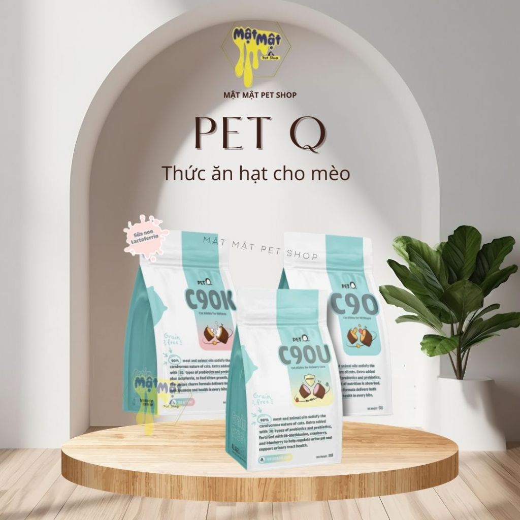 Hạt Cho Mèo PetQ - Hạt Pet Q C90, C90U & C90K Túi 1Kg Có Nhân Bên Trong Hấp Dẫn