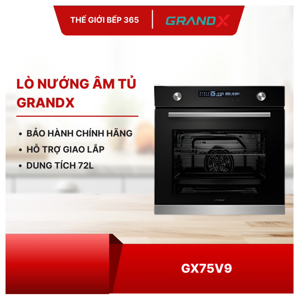 Lò nướng âm tủ GrandX GX75V9 - Chất Liệu Inox Cao Cấp, Dễ Vệ Sinh