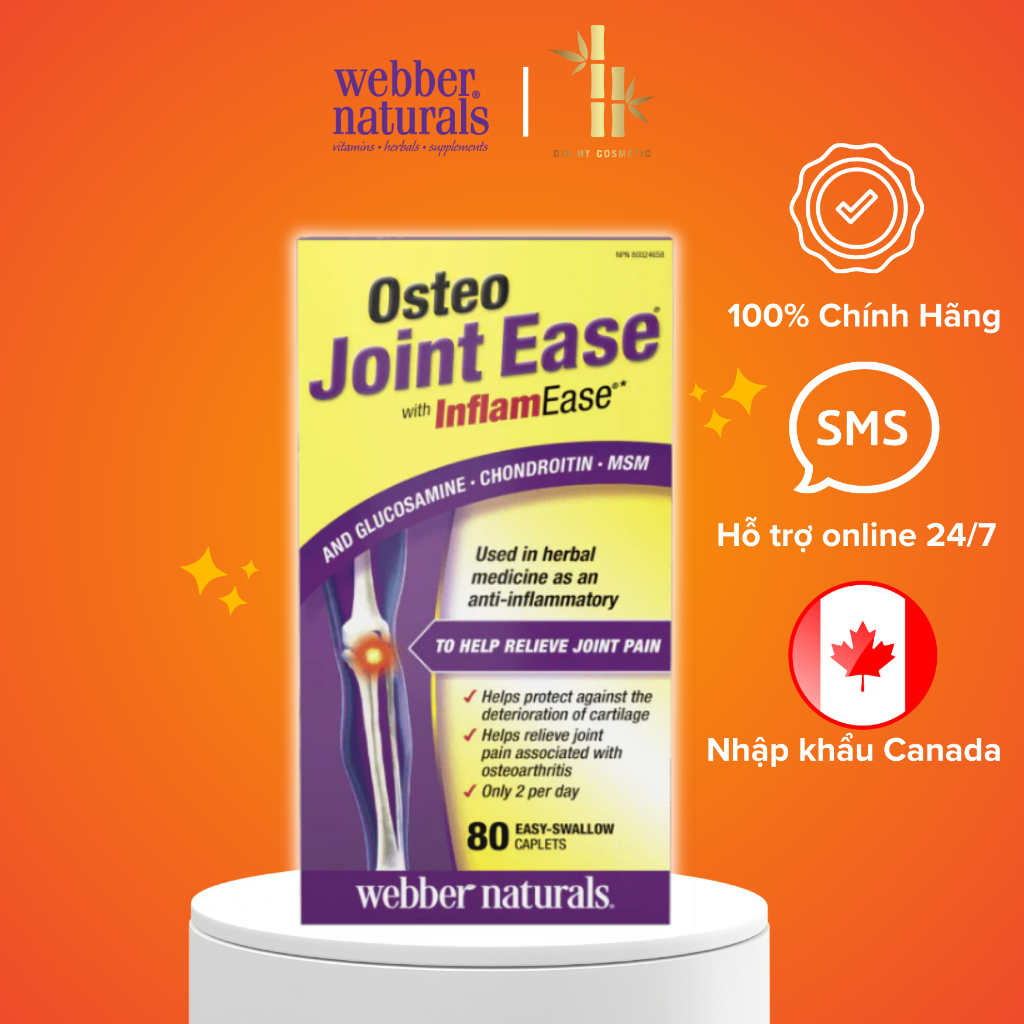 Viên uống khớp Osteo joint ease with inflamease and glucosamine chondroitin MSM Webber Naturals