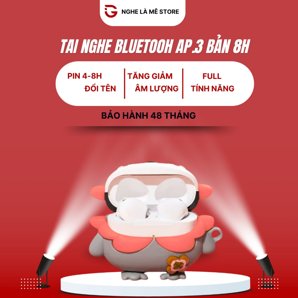 Tai nghe Bluetooth Không Dây AP 3 Bản 8H Định Vị Đổi Tên Nghe Nhạc Dùng Cho Mọi Dòng Máy Bảo Hành.
