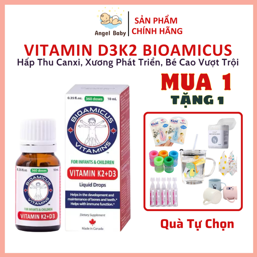 [Quà Tự Chọn] Vitamin D3K2 BioAmicus cho bé hỗ trợ hấp thu canxi, phát triển chiều cao vượt trội