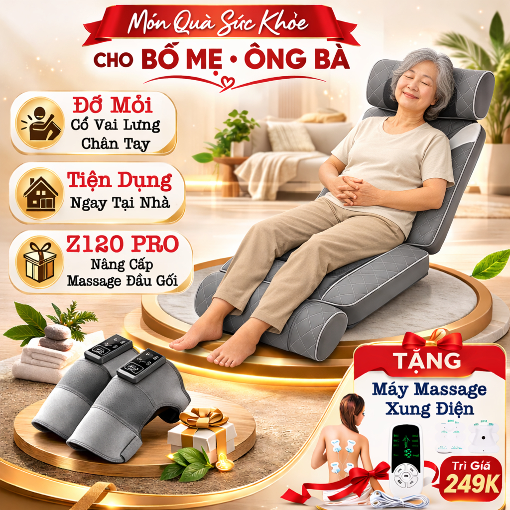Đệm Massage Toàn Thân Công Nghệ Nhật Bản, Nệm Ghế Mát Xa Toàn Thân ZLIFE Z120 Sức Khỏe Cho Ông Bà