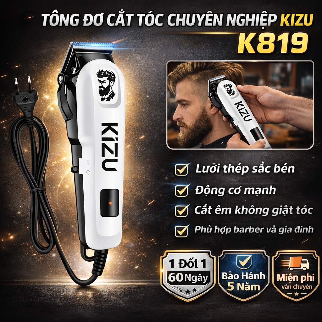 Tông Đơ Cắt Tóc Có Dây K819, Tăng Đơ Lưỡi Thép, Động Cơ Mạnh, Gọn Nhẹ Dễ Sử Dụng Cho Gia Đình