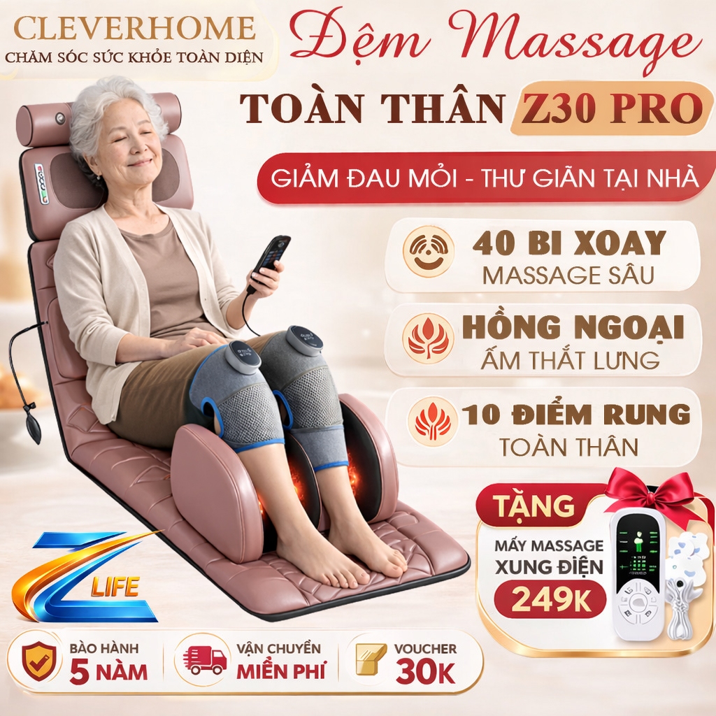 Đệm Massage Toàn Thân ZLIFE Z30 PRO Ghế Mát Xa Hồng Ngoại Xoa Bóp Giảm Đau Mỏi Quà Tặng Ông Bà Bố Mẹ