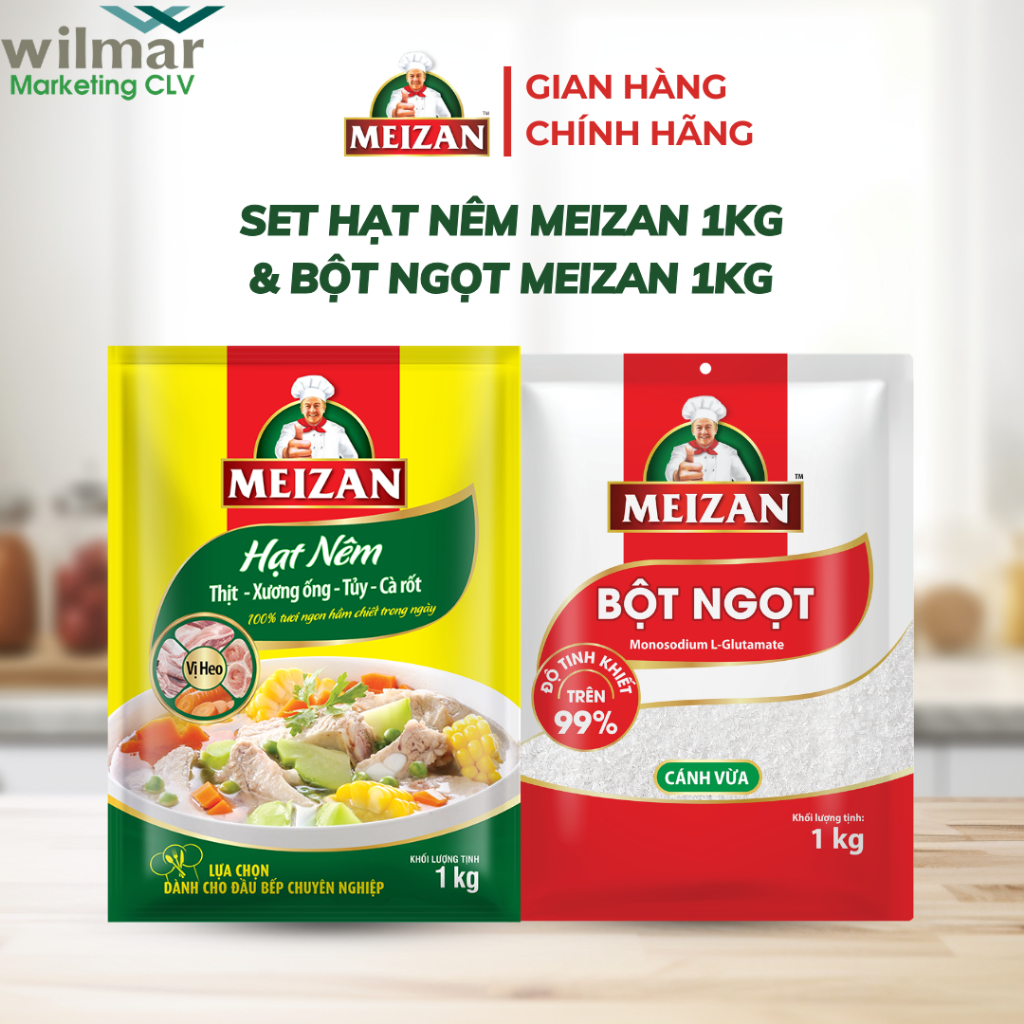 [SIÊU TIẾT KIỆM] Set HẠT NÊM BỘT NGỌT tiết kiệm 01 túi Hạt nêm Meizan 1kg và 01 túi Bột ngọt Meizan 