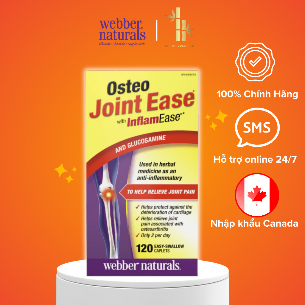 Viên uống khớp Osteo joint ease with inflamease and glucosamine Webber naturals