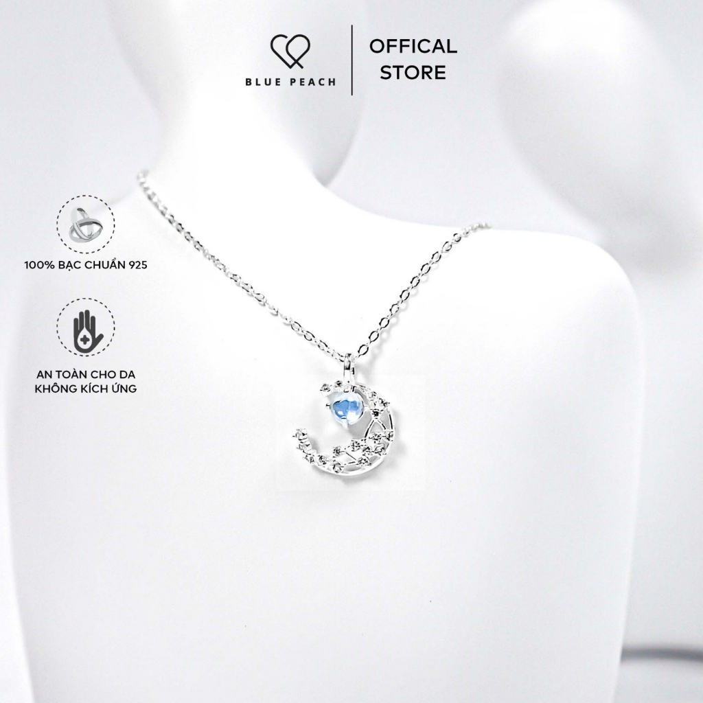 Dây Chuyền Bạc Blue Peach Blue Glitter Moon DC5930