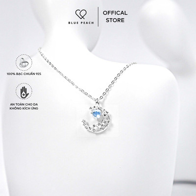 Dây Chuyền Bạc Blue Peach Blue Glitter Moon DC5930
