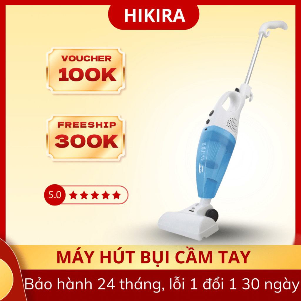 Máy Hút Bụi Cầm Tay HIKIRA Japan - Gọn Nhẹ, Lực Hút Mạnh Mẽ với 9 Đầu Hút Đa Năng