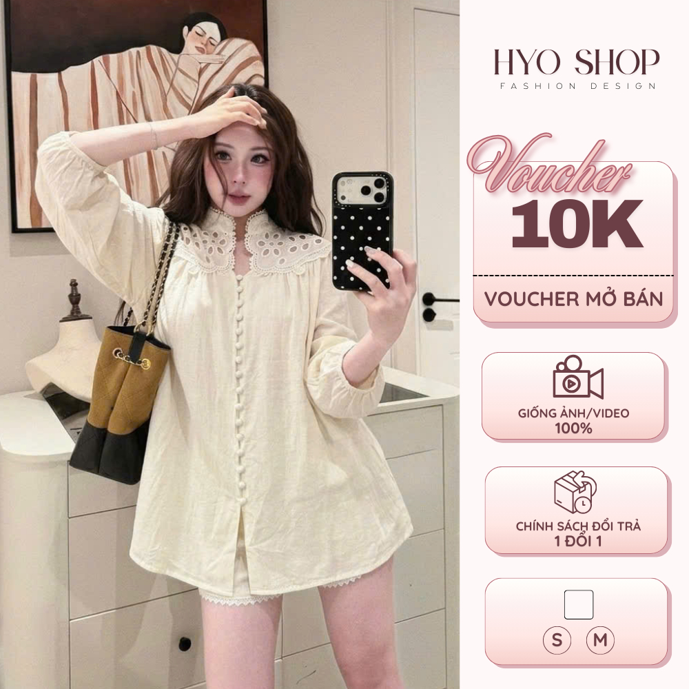 Set đũi tơ nữ áo tay bồng cổ trụ ren hoa cúc mix quần short 2 lớp mềm mịn - HYO SHOP