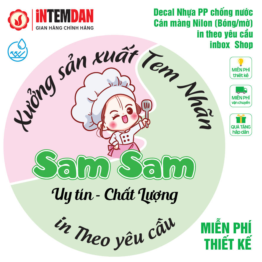 Combo Tem Nhựa Chống Nước VINH LIEN, Sticker, Decal in Theo Yêu Cầu, Khổ A3