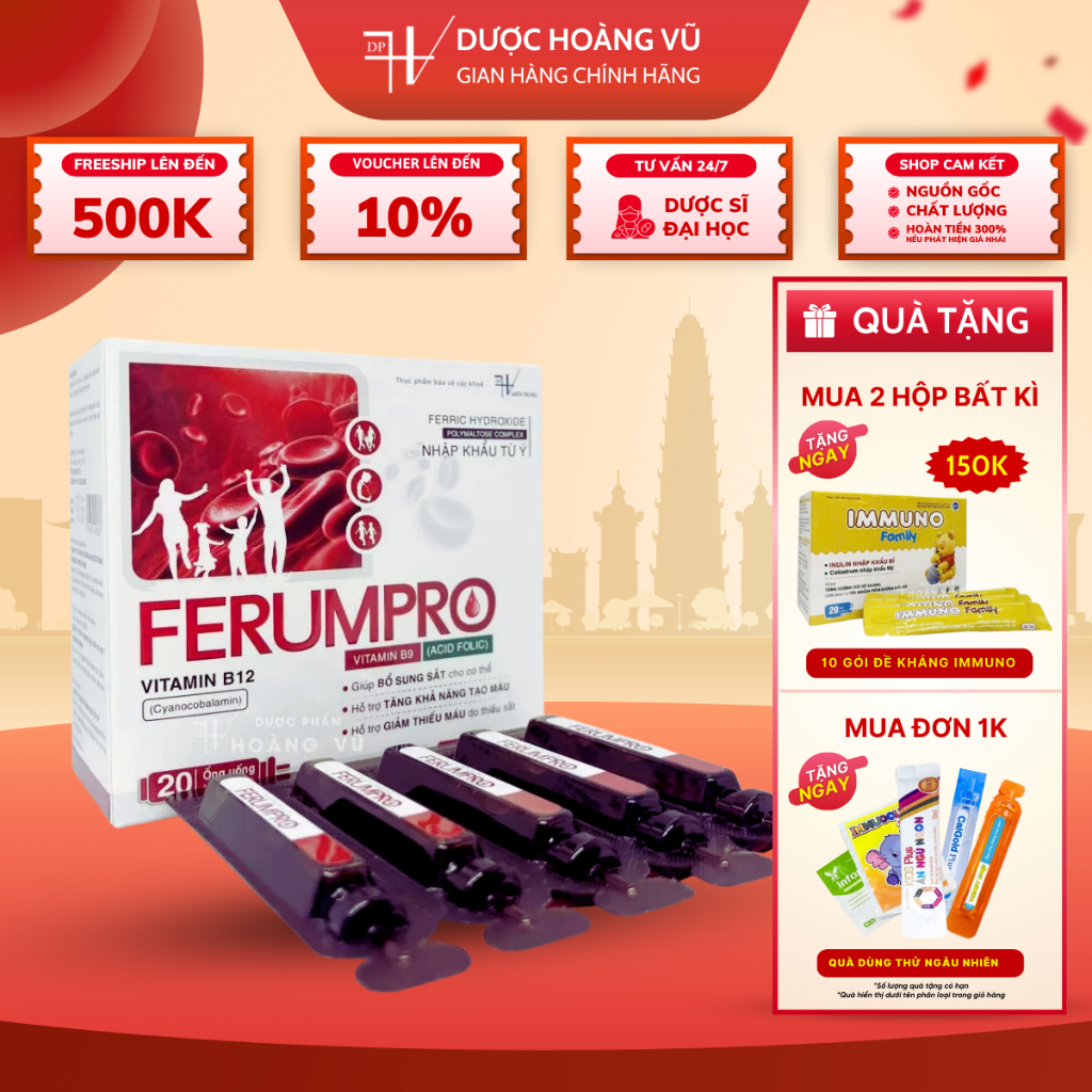 [✨QUÀ XỊN] Siro Sắt Hữu Cơ FERUMPRO Bổ Sung Sắt Vitamin B12, B9, Acid Folic Cho Cơ Thể Ferum Pro