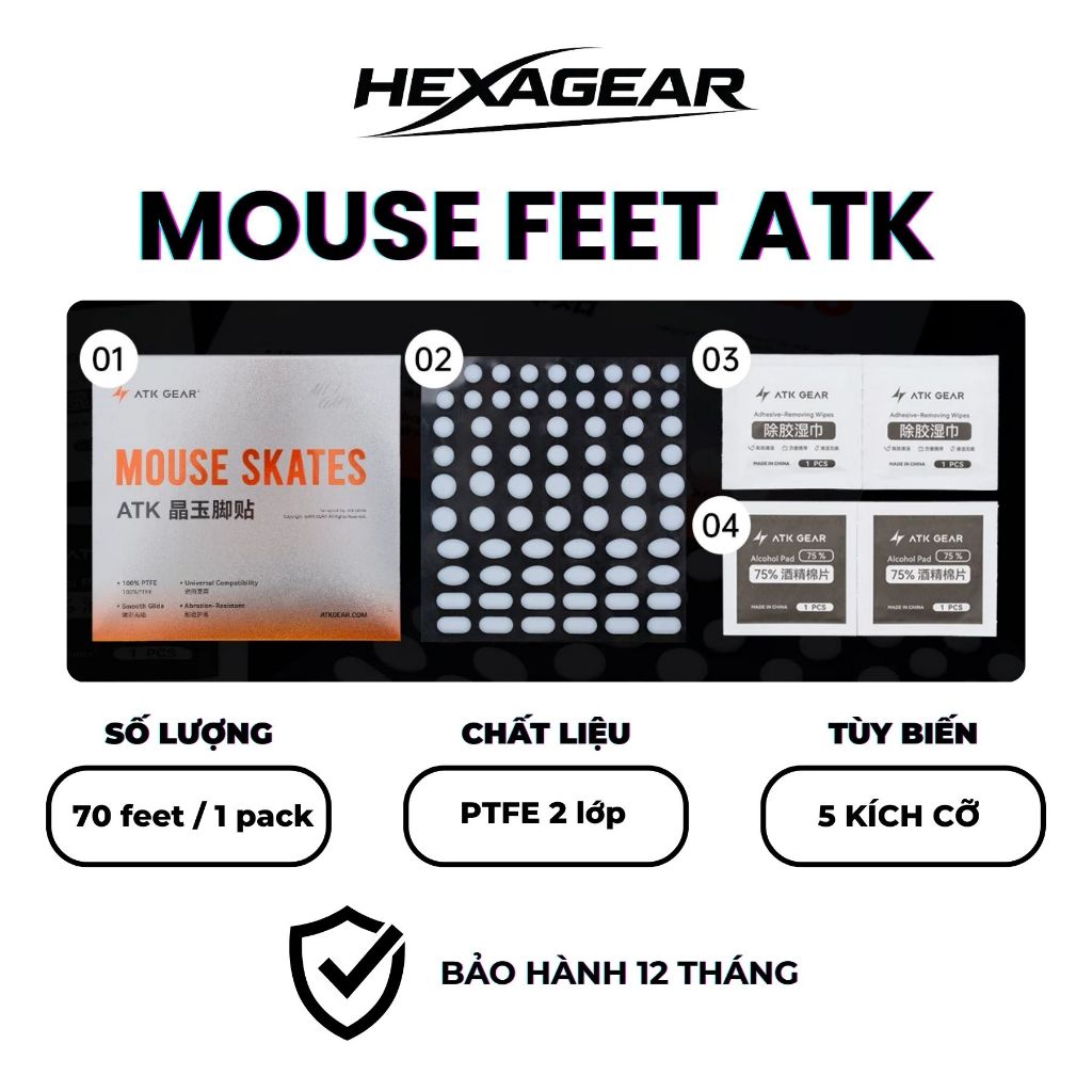 [GIAO NGAY] Feet Chuột ATK Cao Cấp | Miếng Dán Feet Dot Dành Cho Chuột Gaming | 70 Miếng 1 Pack