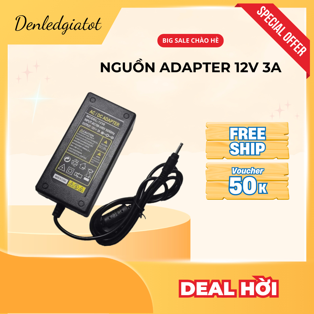 Adapter 12V 3A Nguồn nhựa 12V 3A dùng cho led tiện lợi