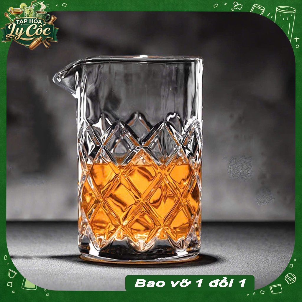 Ly Khuấy Cocktail Lưới Caro 460ml – Mixing Glass Pha Martini Negroni